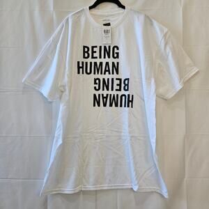 Phluid Being Human Short Sleeve Inspirational White Tee Size XL